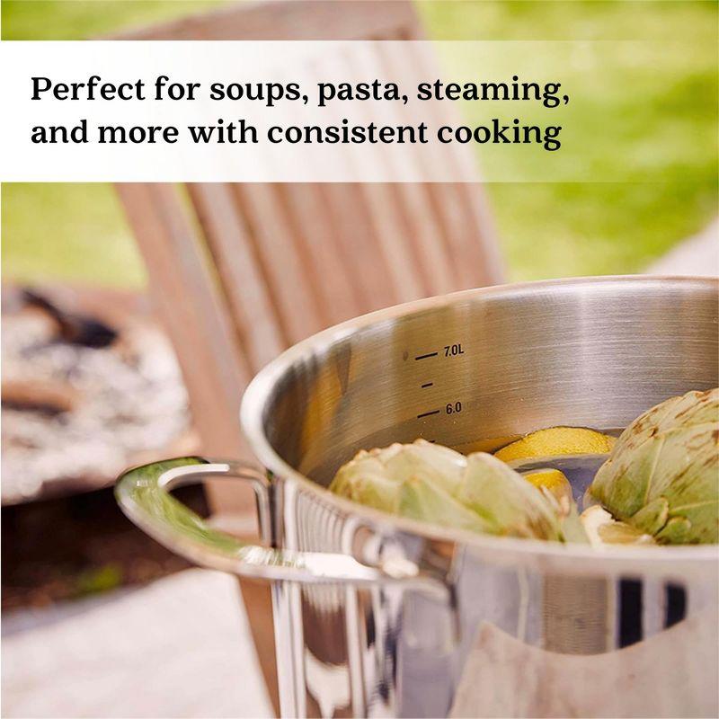 Alva Maestro 8 Qt. Stainless Steel Stock Pot with Lid Scratch Resistant Non-Toxic PFAS Free Compatible with All Stovetops Oven Safe & Induction Safe