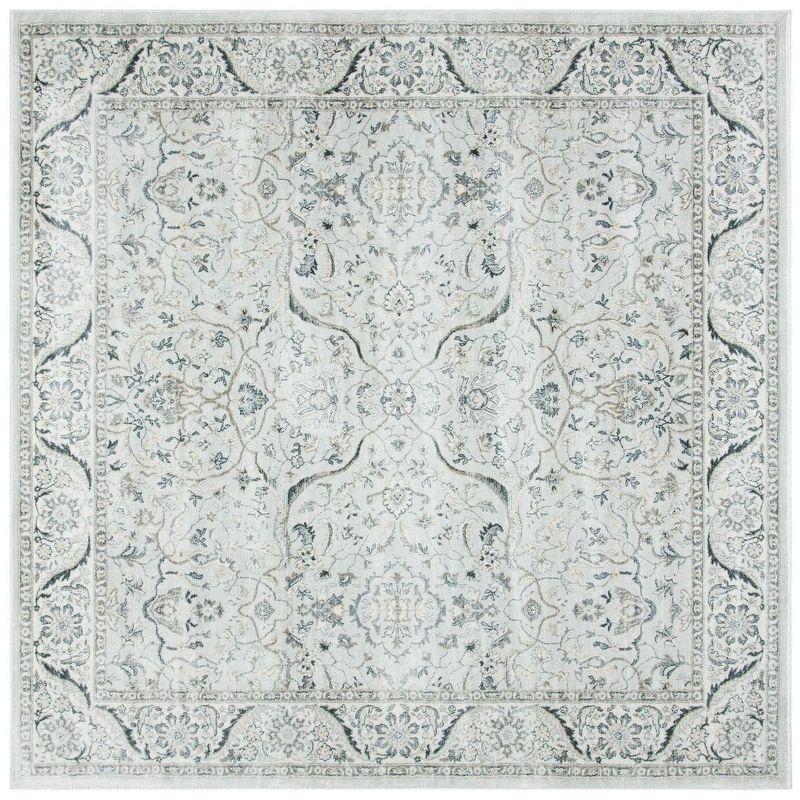 Isabella ISA912 Power Loomed Area Rug - Light Grey/Cream - 6'7"x6'7" - Safavieh.