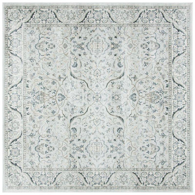 Elegant Isabella Light Grey & Cream Square Synthetic Rug