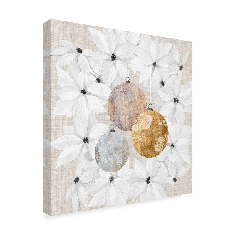 Sophisticated Christmas Ornaments on Beige Canvas Art