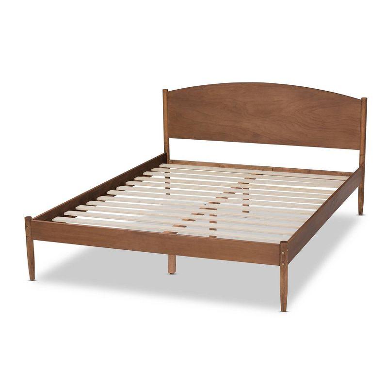 Queen Leanora Wood Platform Bed Ash Walnut - Baxton Studio: Mid-Century Design, Tapered Legs