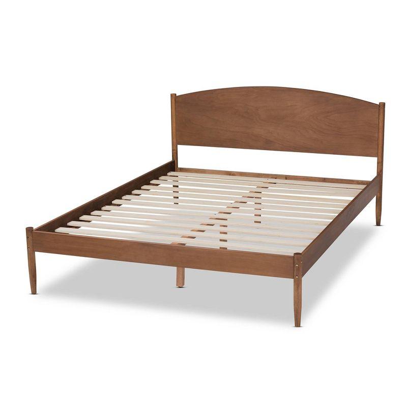 Leanora Queen Mid-Century Modern Ash Walnut Wood Platform Bed