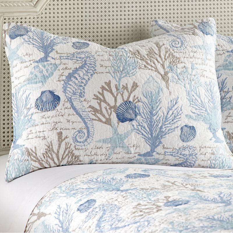 Galapagos Coastal Blue Twin Reversible Cotton Quilt Set