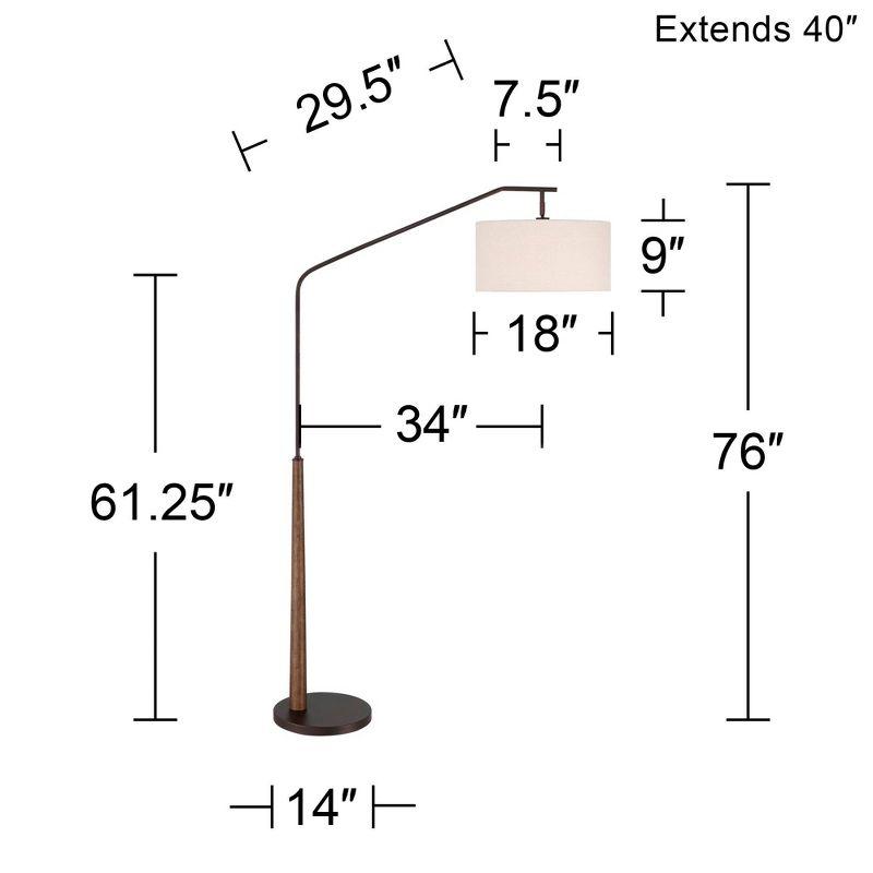 Franklin Iron Works Kipling Farmhouse Rustic 76" Tall Standing Floor Lamp Large Arc Foot Switch Bronze Wood Living Room Bedroom House Reading Office