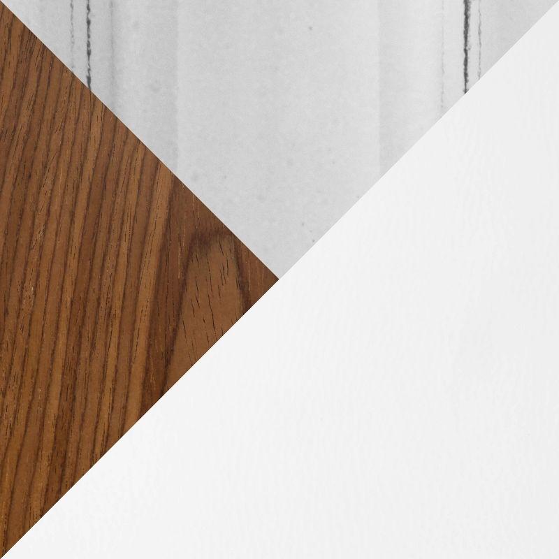 LumiSource Set of 2 Gianna Adjustable Barstools Chrome/Walnut/White: Mid-Century Modern, Faux Leather Upholstery, Swivel Function