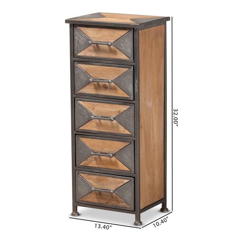 Laurel Wood 5 Drawer Cabinet Gray/Brown - Baxton Studio