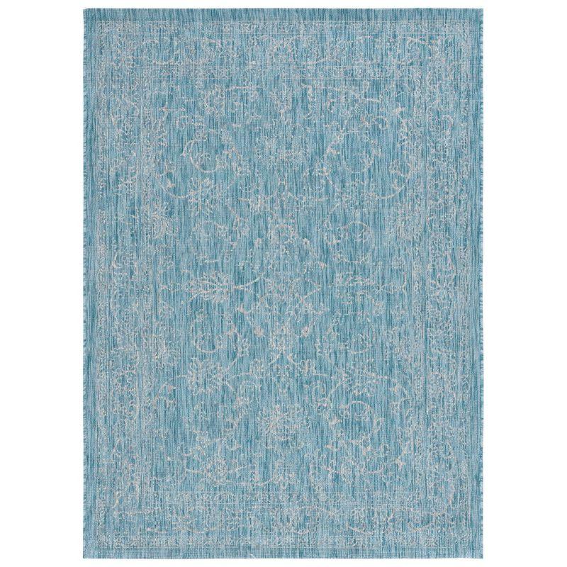 Courtyard CY8680 Power Loomed Indoor and Outdoor Area Rug - Aqua/Grey - 4'x5'7" - Safavieh