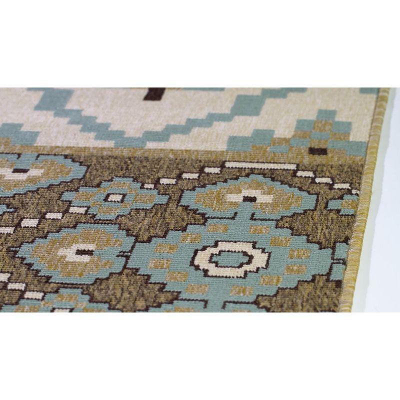 Veranda Green and Terracotta Floral Synthetic 59" Square Rug