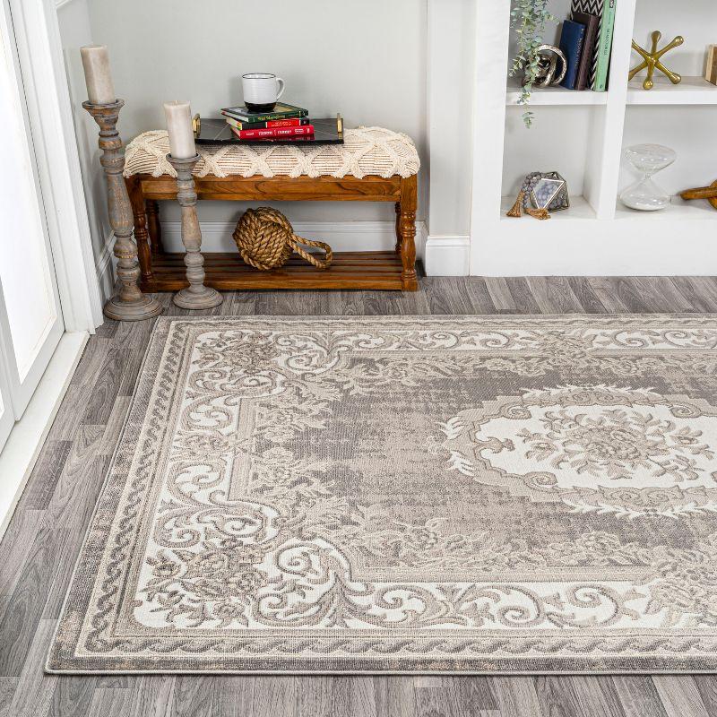 JONATHAN Y Rosalia Cottage Medallion Gray/Ivory 5 ft. x 8 ft. Area Rug