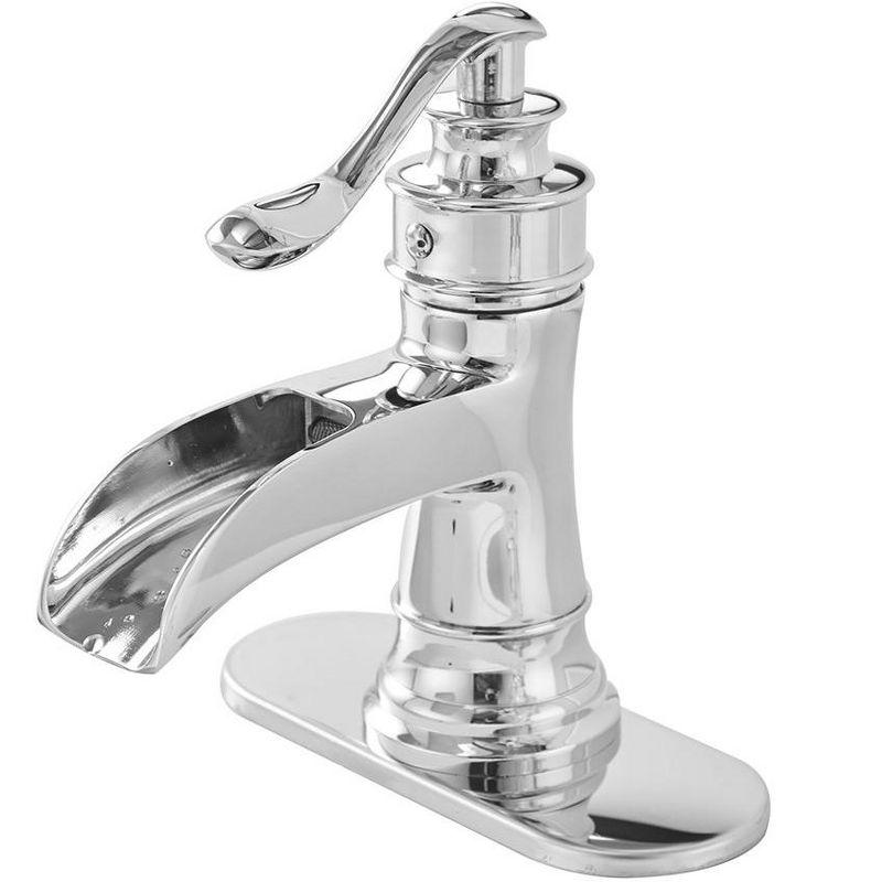 Polished Chrome Single-Handle Waterfall Bathroom Faucet