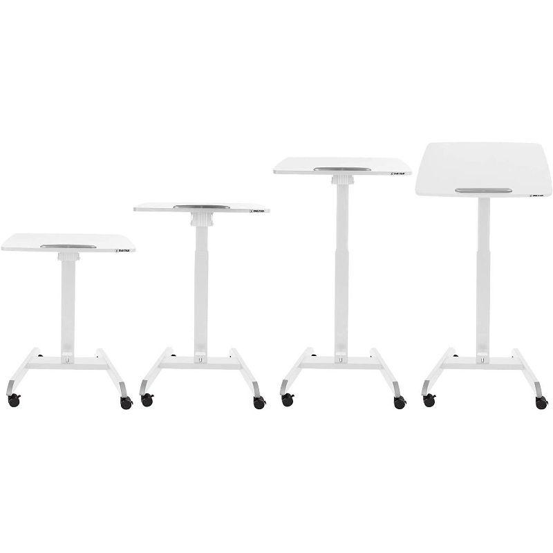 Cruizer 360 Tilting Mobile Podium with Pneumatic Height Adjustments – White – Stand Steady