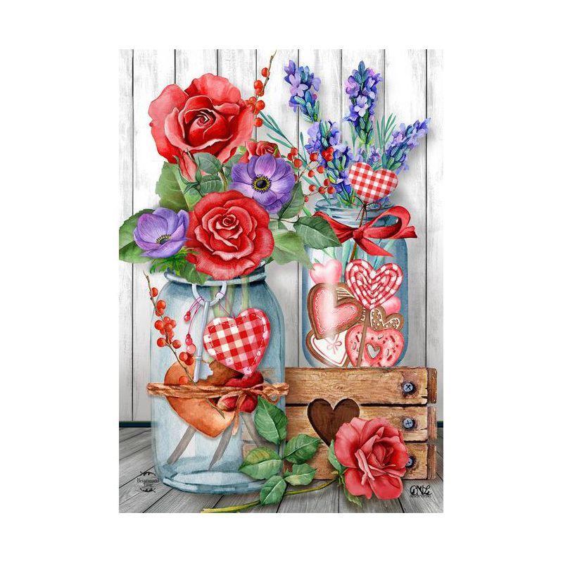 Briarwood Lane Garden Flag 12x18 For Outdoor Love Filled Mason Jars Valentine's Day For Valentine's Garden Flag Flags For Outside