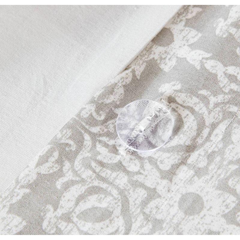 Ivory and Gray Embroidered Cotton King/Cal King Duvet Set