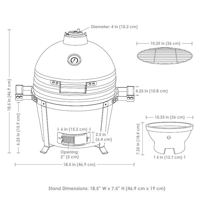 Tabletop Mullite Kamado Grill with Stand