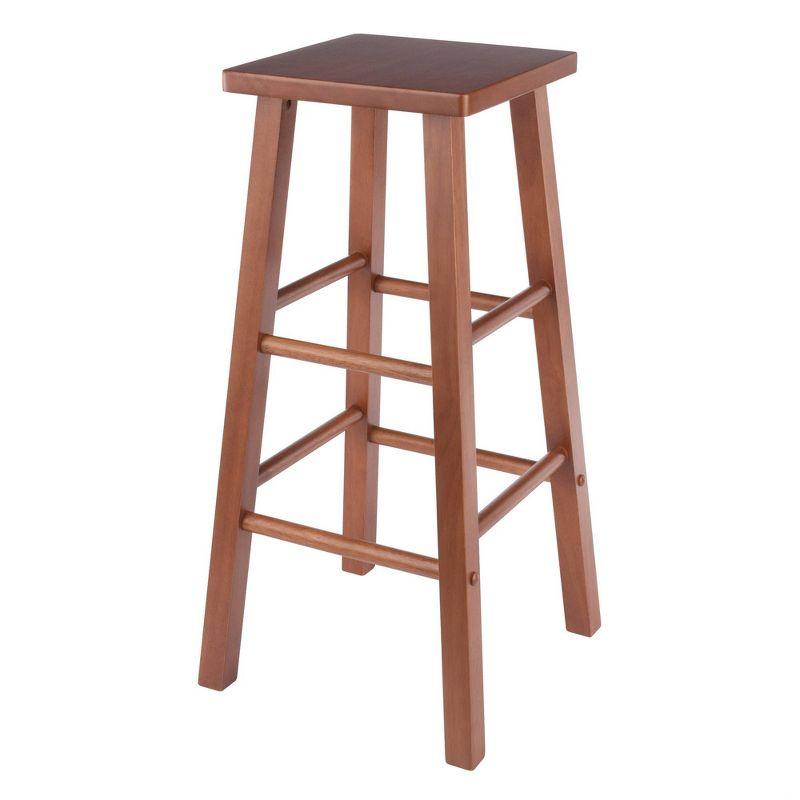 Teak Finish Backless Wood Bar Stool with Square Seat