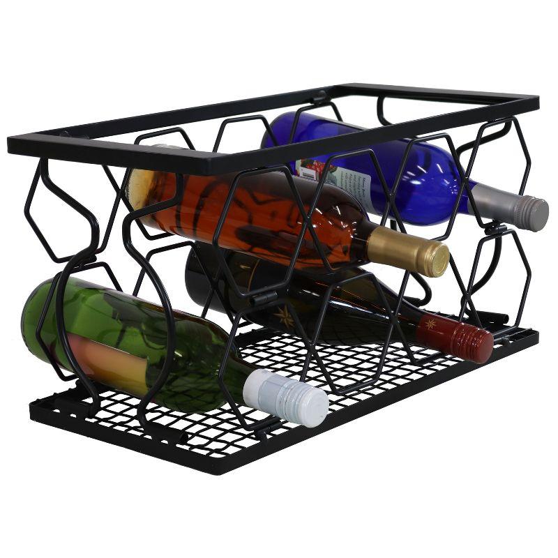 Sunnydaze Indoor Metal Collapsible Tabletop Wine Rack for the Kitchen or Bar - Black