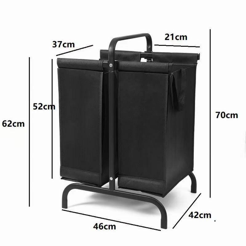 2-Tier Laundry Hamper, 110L Large Oxford Laundry Sorters, Laundry Hamper With Lid, Laundry Hampers On Wheels Black-Cuddlewood