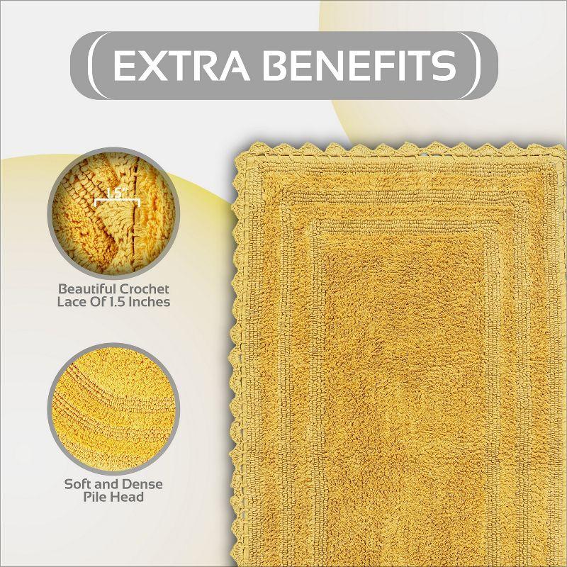 Better Trends Lilly Crochet 100% Cotton Tufted Reversible Bath Rug 20" x 60" Runner - Yellow