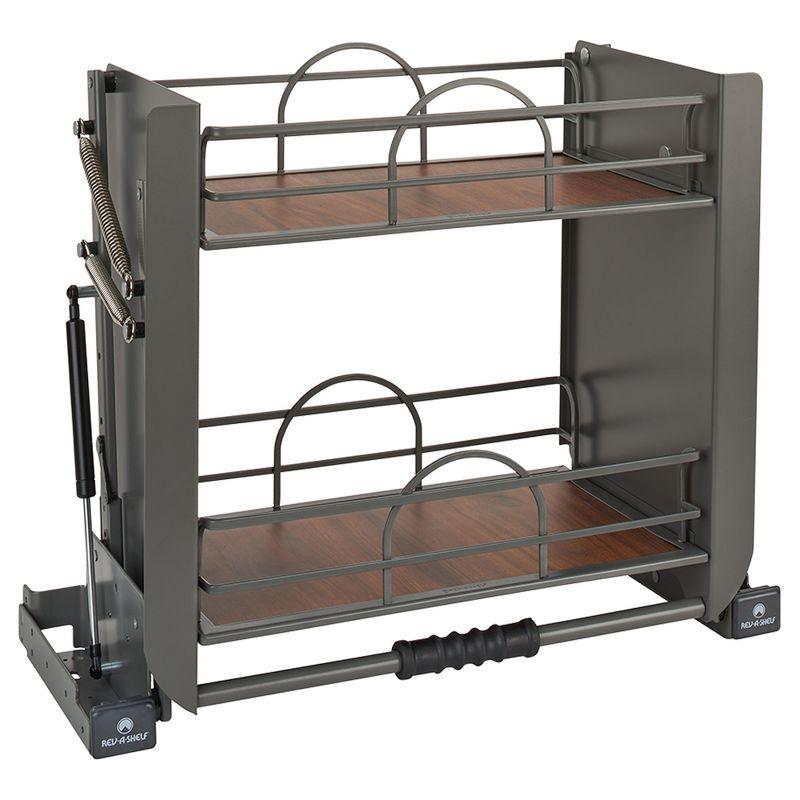 Rev-A-Shelf 24" Pull Down Heavy Duty Shelf Organizer for Tall Kitchen/ Bathroom, Dual Tier Wall Mounted Pantry Storage, Chrome, 5PD-24FOG