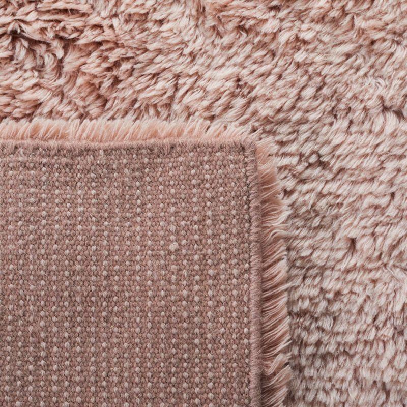 Plush Pink Shag 6' x 9' Hand-Knotted Wool & Cotton Area Rug