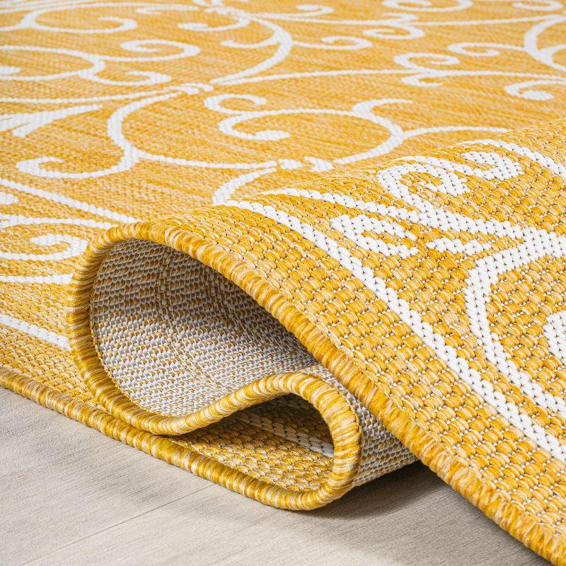 5' x 8' Charleston Vintage Filigree Textured Weave Indoor/Outdoor Area Rug, Yellow/Cream - JONATHAN Y