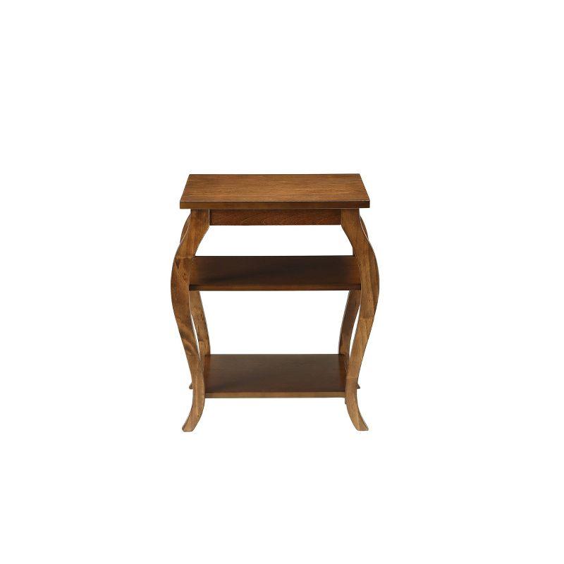 18" Becci Accent Table Walnut Finish - Acme Furniture: Square Design, Wood Veneer Top, Open Shelf Storage