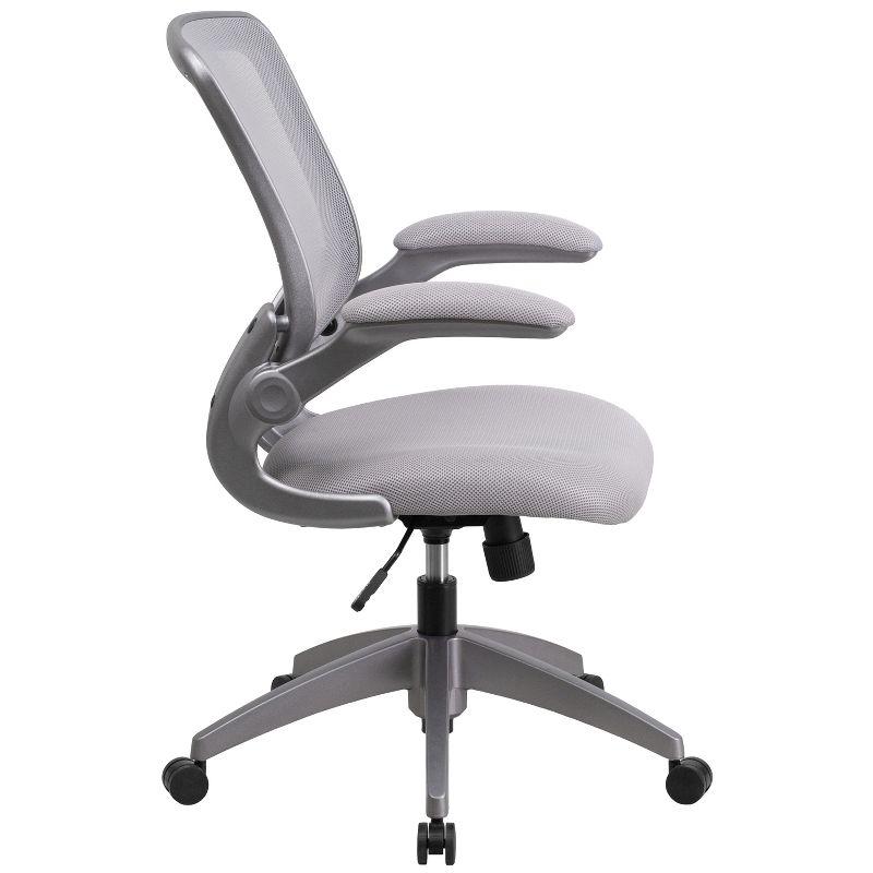 Flash Furniture Mid-Back Gray Mesh Swivel Ergonomic Task Office Chair with Gray Frame and Flip-Up Arms