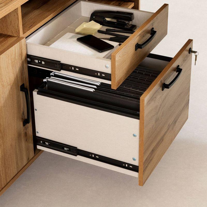 South Shore L-Shaped Desk with Laminated Particleboard Nordik Oak: Home Office Furniture, File Storage