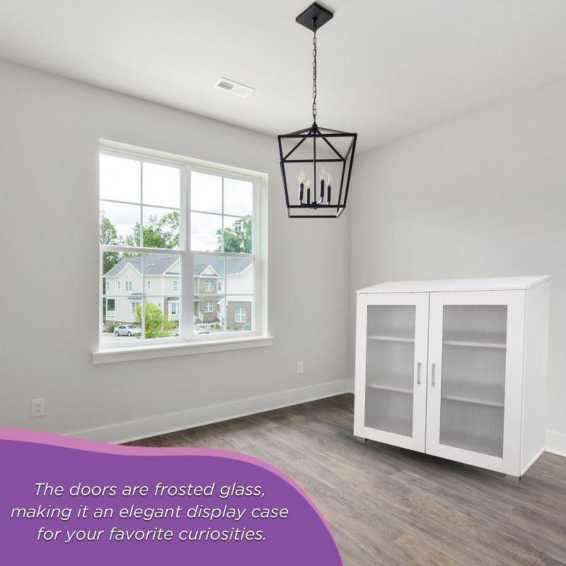 Kings Brand Furniture - 2-Door Accent Storage Cabinet, Sideboard Buffet Floor Storage Cupboard for Kitchen, Dining Room, Living Room, Entryway - White