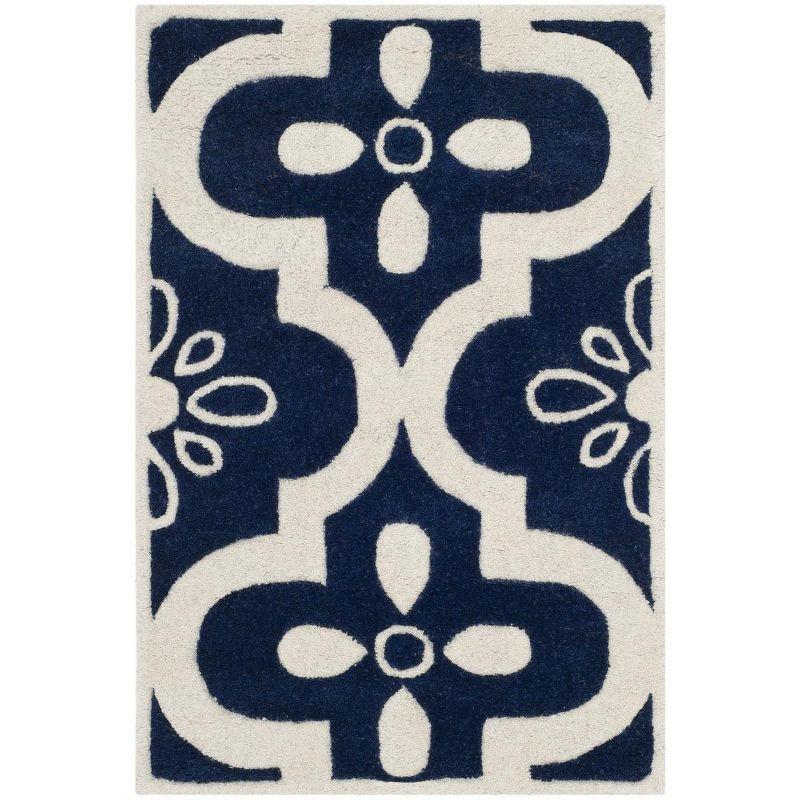 Ivory Hand-Tufted Wool Square Rug, 24" x 24"