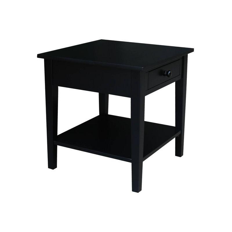 Black Solid Wood Square End Table with Storage, 24x24