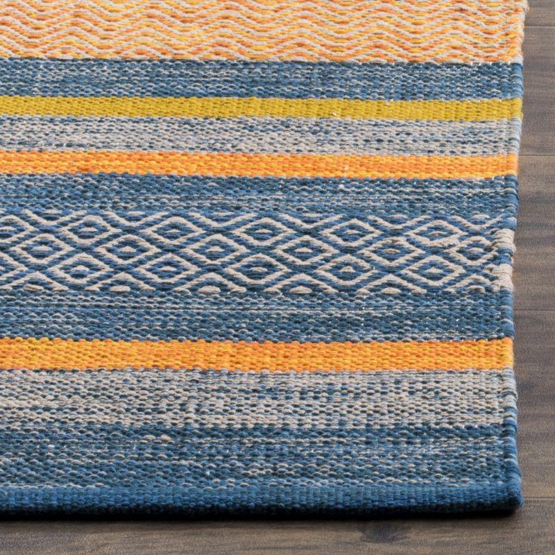 Coastal Breeze Hand-Woven Blue Cotton Square Accent Rug