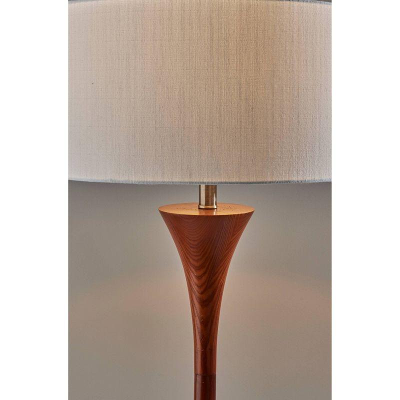 Rebecca Floor Lamp Walnut Rubberwood with Antique Brass Accent - Adesso: Tapered Design, Rotary Switch