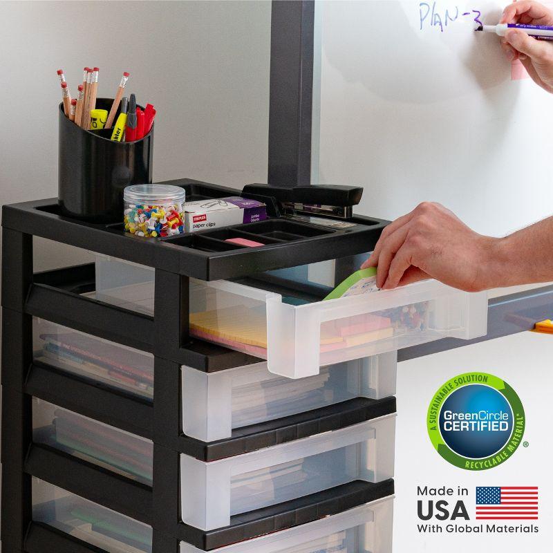 IRIS USA 3-Drawer Storage Cart with Organizer Top with Wheels, Plastic, White