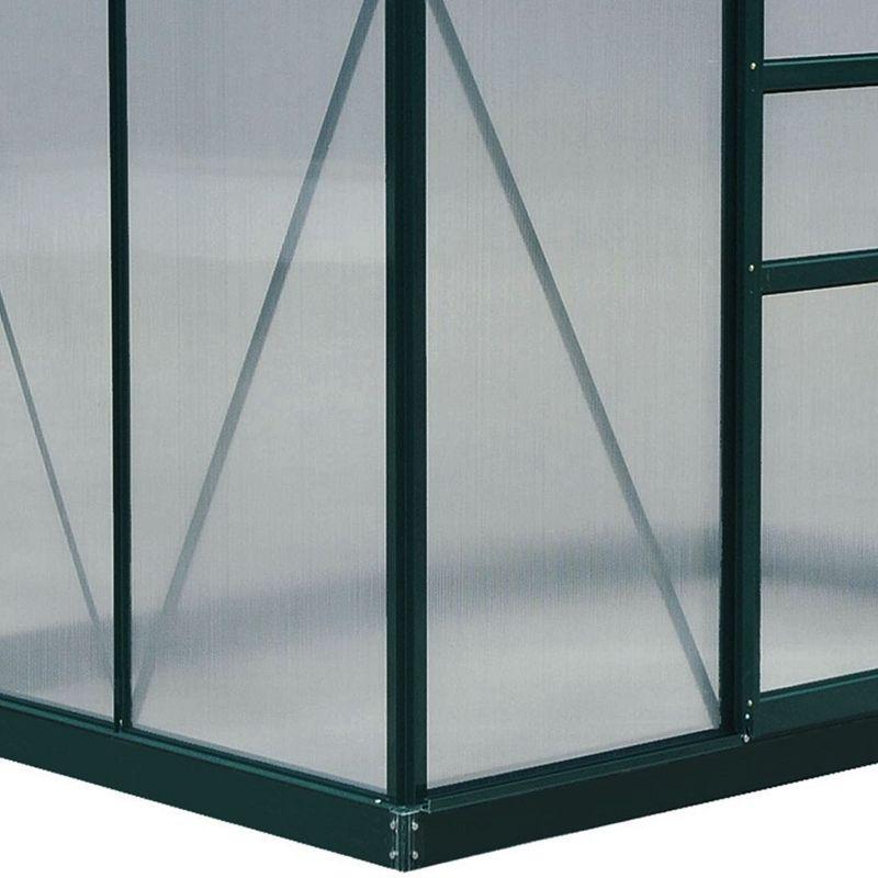 Outsunny Polycarbonate Greenhouse, Heavy Duty Outdoor Aluminum Walk-in Green House Kit with Vent & Door for Backyard Garden