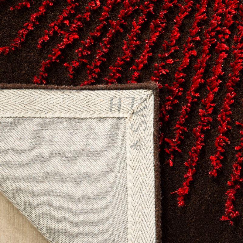 Hand-Tufted Red and Brown Wool Viscose Area Rug