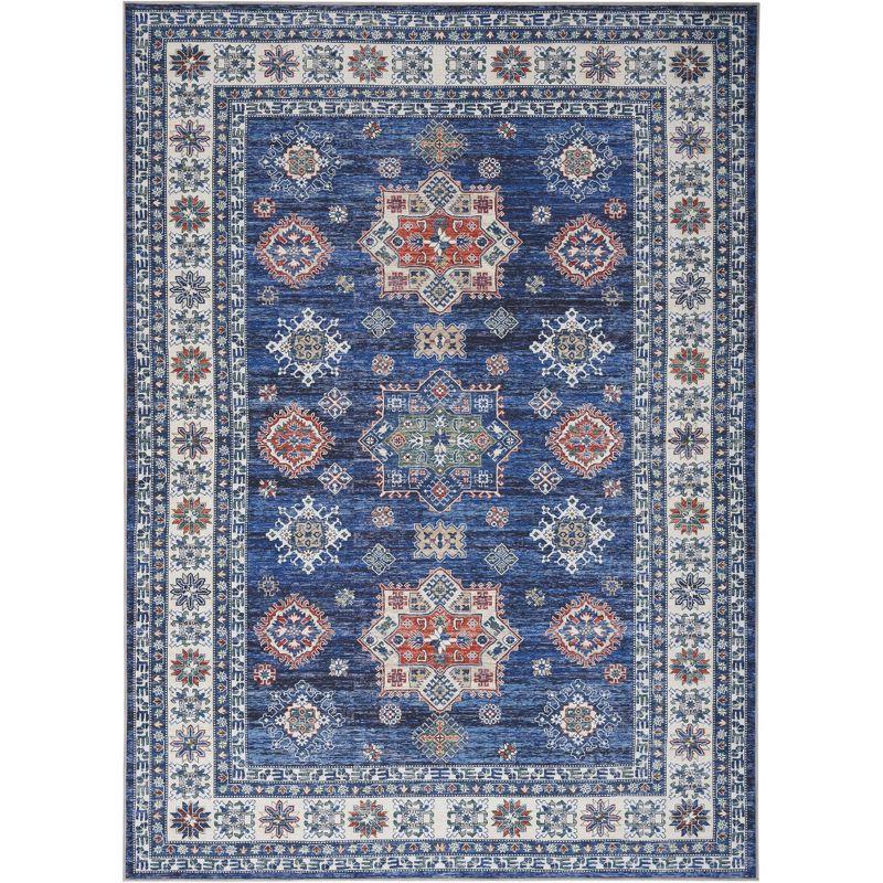 Fulton Vintage Blue Persian-Inspired 7'10" x 9'10" Non-Slip Flatweave Rug