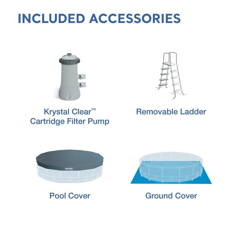 Intex Intex Round Metal Frame Outdoor Backyard Above Ground Swimming Pool