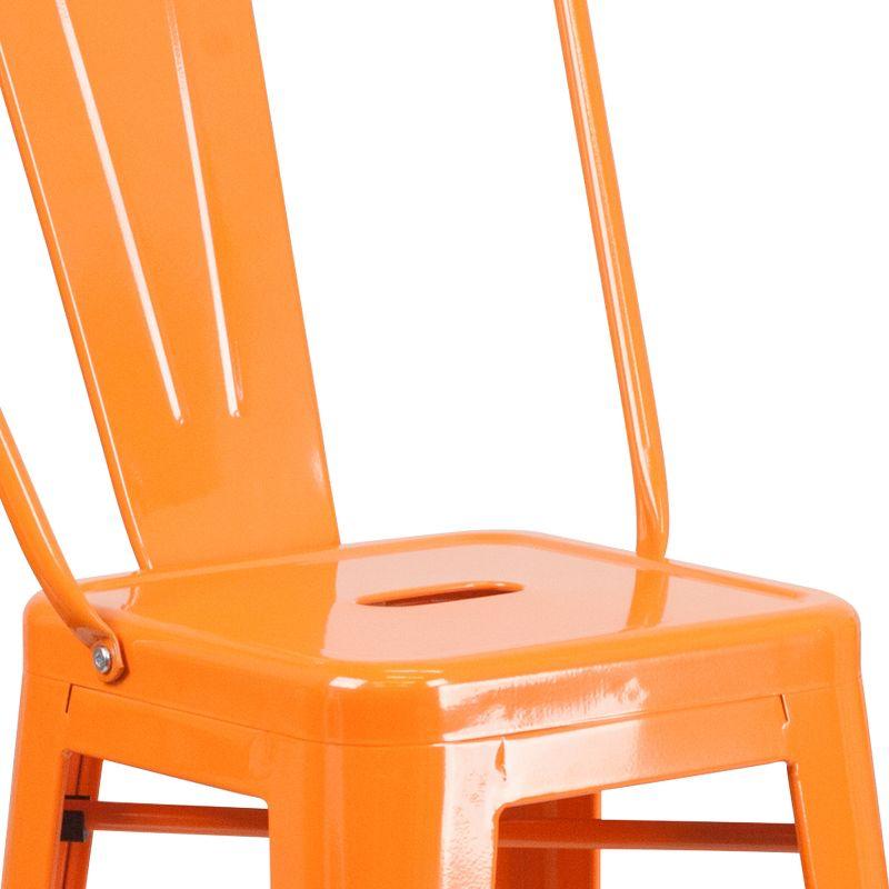 Flash Furniture Commercial Grade 30" High Orange Metal Indoor-Outdoor Barstool with Removable Back