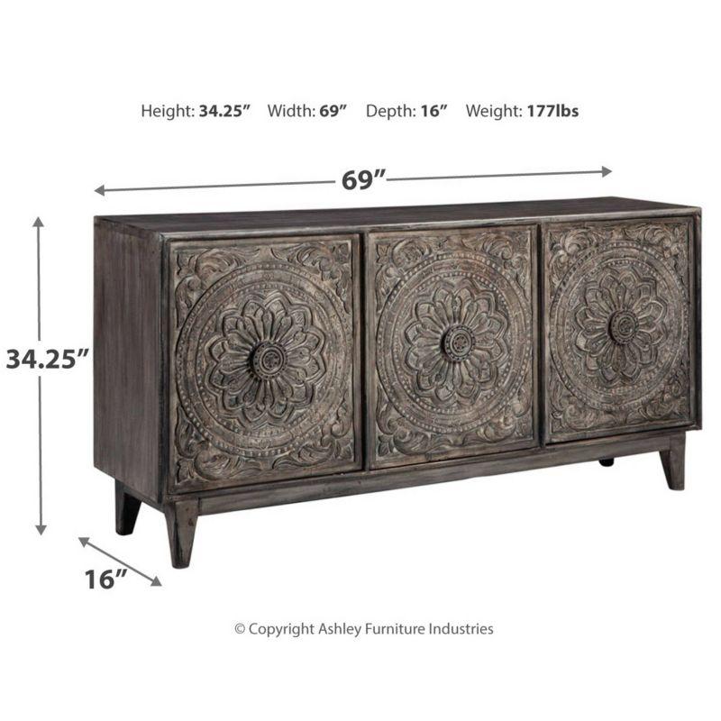 Exquisite Gray Hand-Carved 69'' Transitional Sideboard