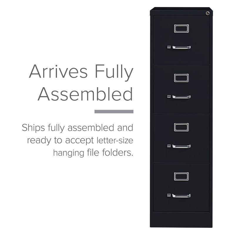 Hirsh Vertical File Cabinet 4 Drawer 22" - Black: Steel Office Filing, GreenGuard & ANSI/BIFMA Certified, No Assembly Required
