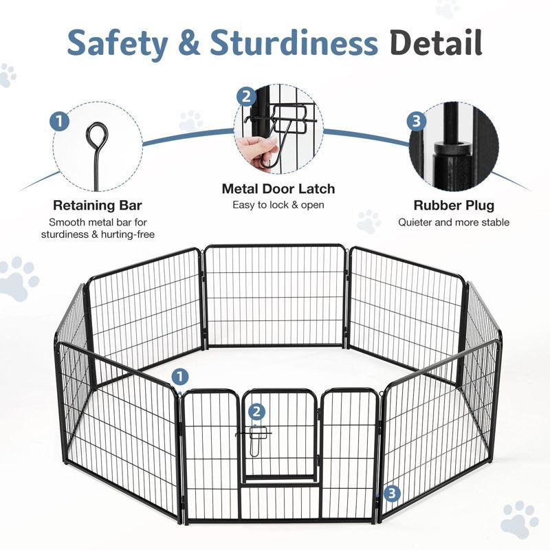 8 Panel Heavy Duty Dog Exercise Pen | FIRNEWST | Black