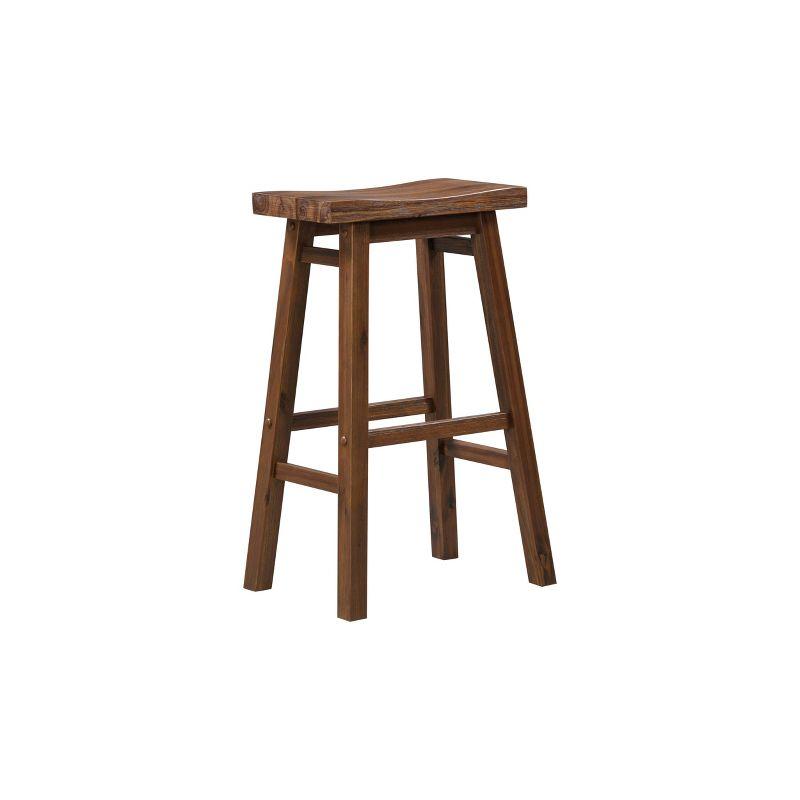 29" Sonoma Saddle Barstool Chestnut - Boraam: Solid Rubberwood, Wire-Brush Finish, Footrests