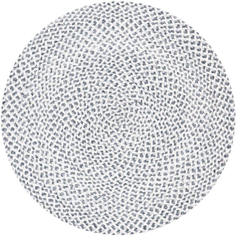 CozyCraft 6' Round Braided Gray Synthetic Reversible Area Rug