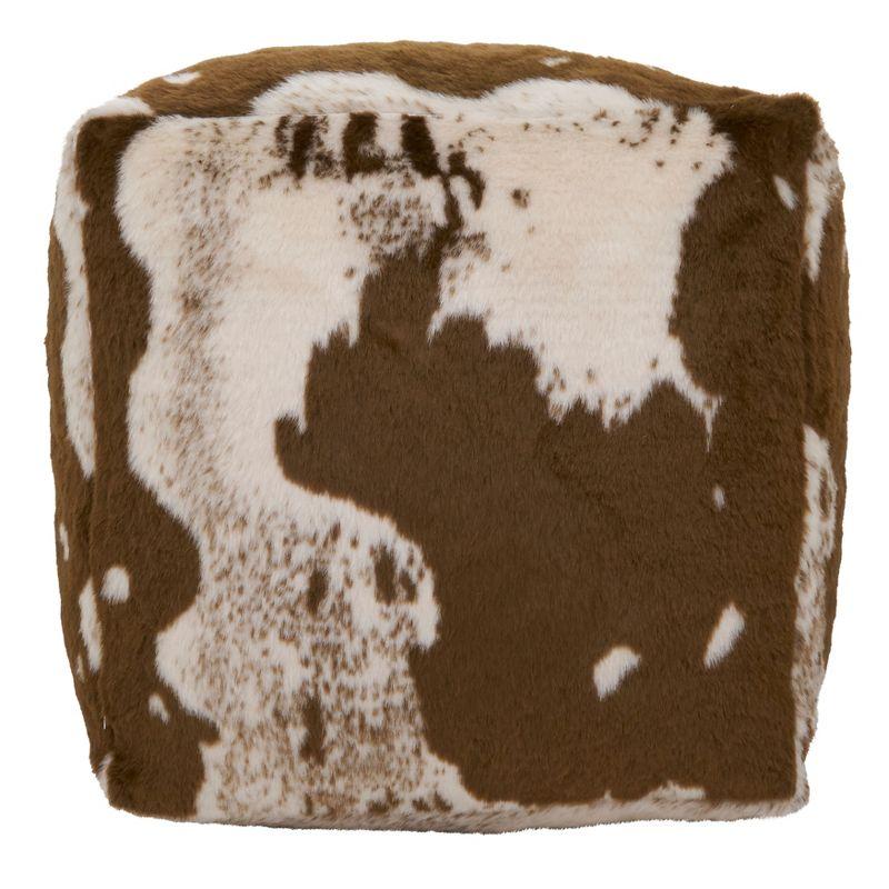 Saro Lifestyle Faux Fur Cow Hide Pouf