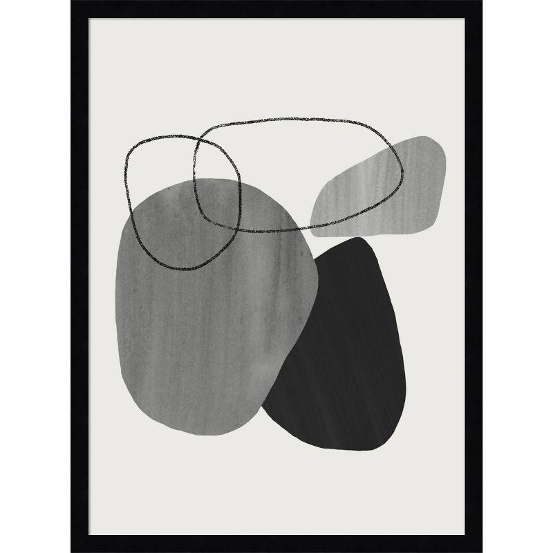 19" x 25" Black and Gray Abstract Matte Framed Wall Art