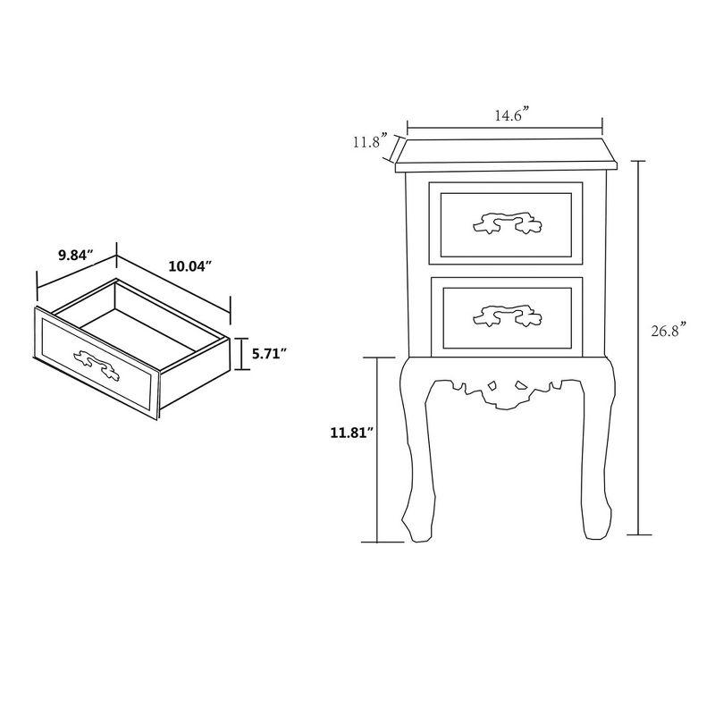 Levron Two-Tone and Antique Wood 2 Drawer Nightstand Walnut Brown/Antique White - Baxton Studio: Bedside Storage Table