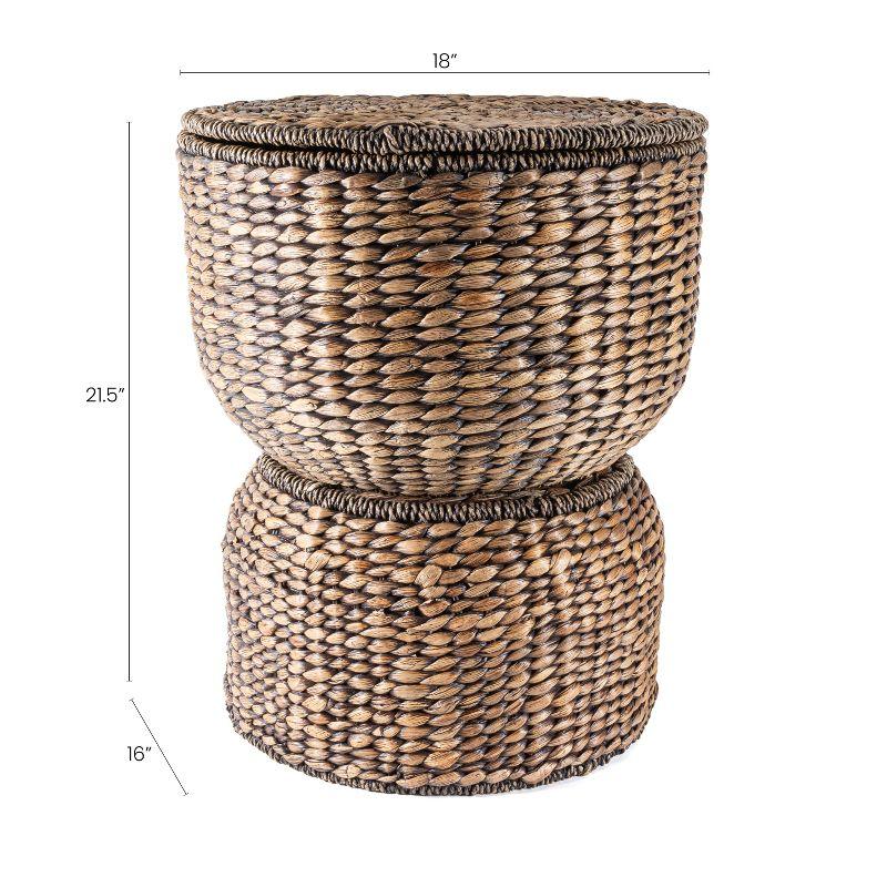 happimess 18" Hourglass Handwoven Hyacinth Storage Accent Table with Lid