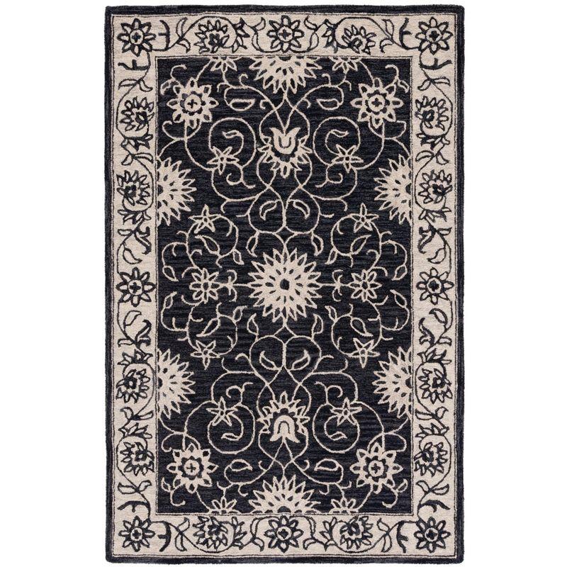 Jardin JAR601 Hand Tufted Area Rug - Black/Ivory - 8'x10' - Safavieh