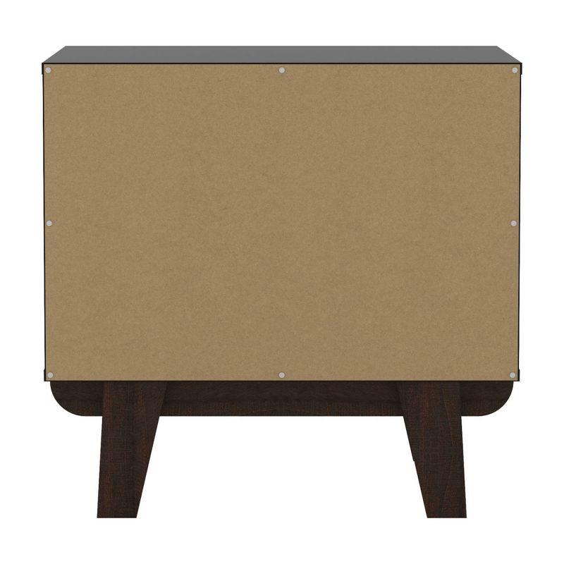 Kincaid Matte Black Wood 2-Drawer Nightstand with Walnut Legs